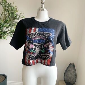 Rock Band Style Cropped Graphic Tee Skull Vintage Y2K S